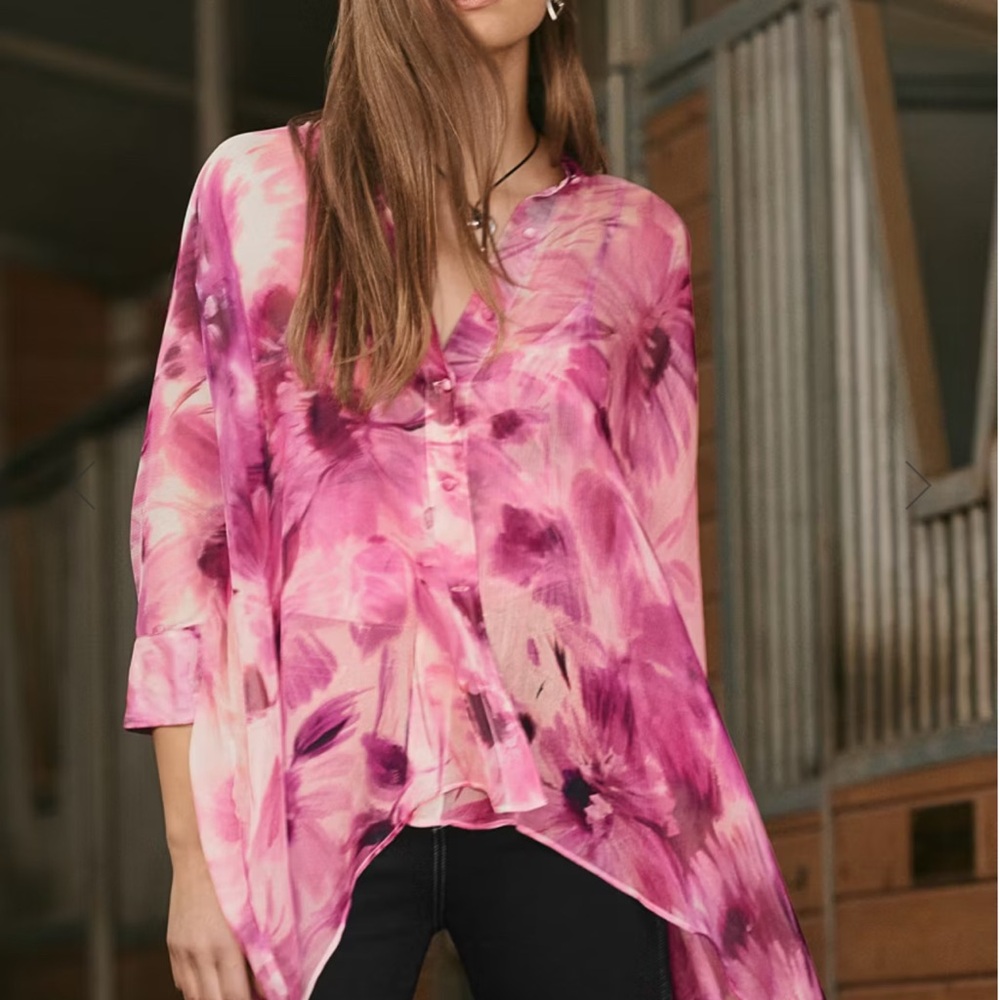 Johnny Was Silk Chiffon Blouse NWT